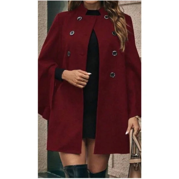 Classic Double Breasted Wide Sleeve Jacket Coat - Picture 3 of 7